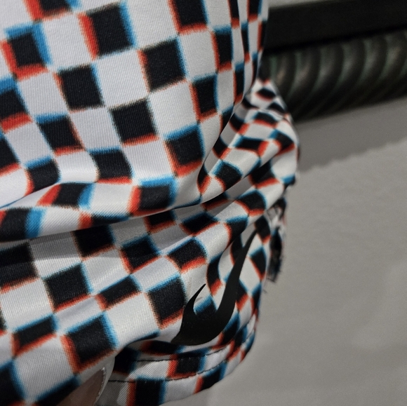 Nike Men's Graphic Checkered Swim Shorts - Black, White, and Blue - Picture 4 of 8